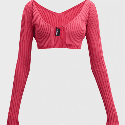 Jacquemus Pralu Logo-Script Rib Cardigan