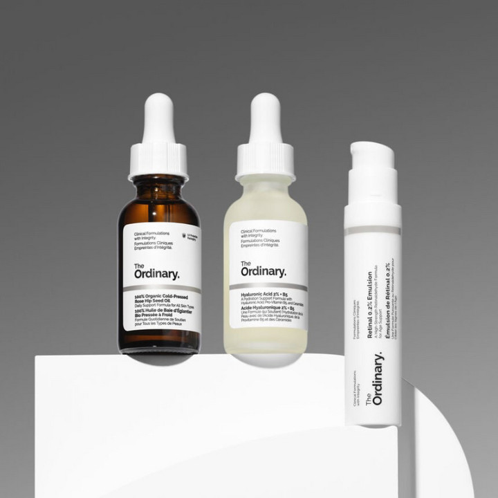 The Ordinary The Nightly. Set with Hyaluronic Acid, Organic Rose Hip Seed Oil and Retinal Emulsion