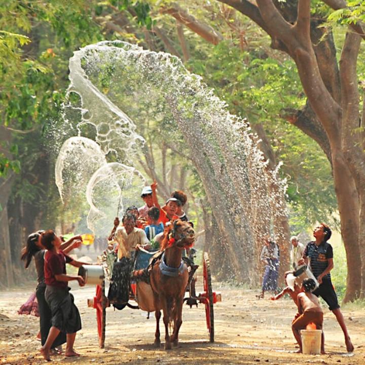 Thingyan Festival in Myanmar Water splashing for Burmese New Year