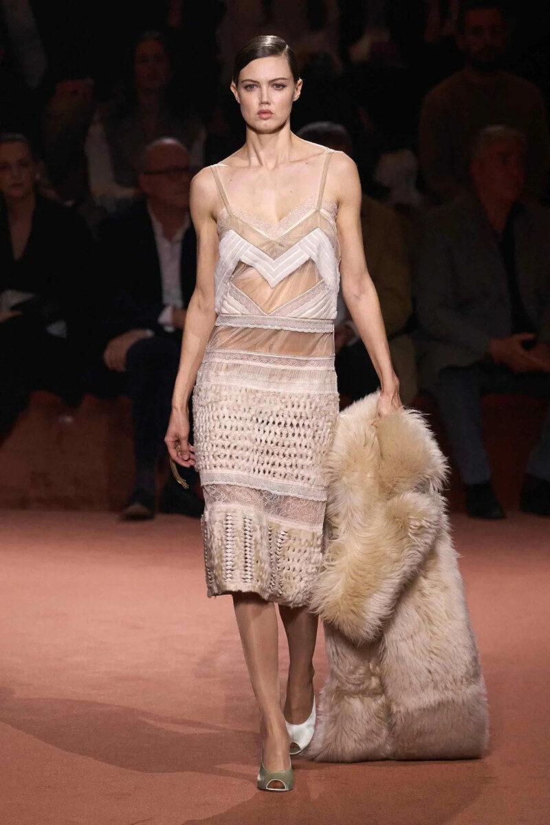 Milan Fashion Week 2025 Fendi diaphanous lace