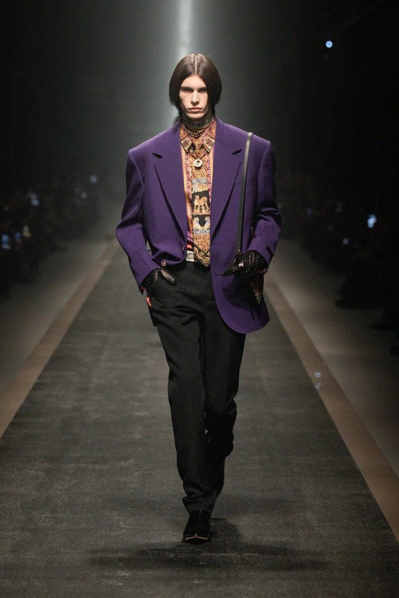 Milan Fashion Week 2025 Versace razor-sharp tailoring