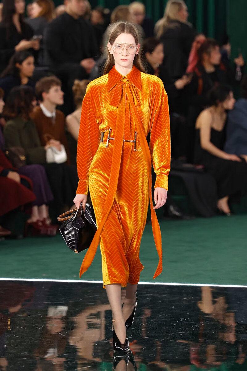 Milan Fashion Week 2025 gold horsebit details FallWinter