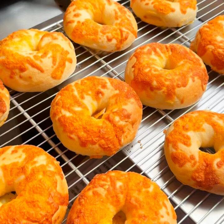 Freshly baked cheese bagels from Halff Bakery new café
