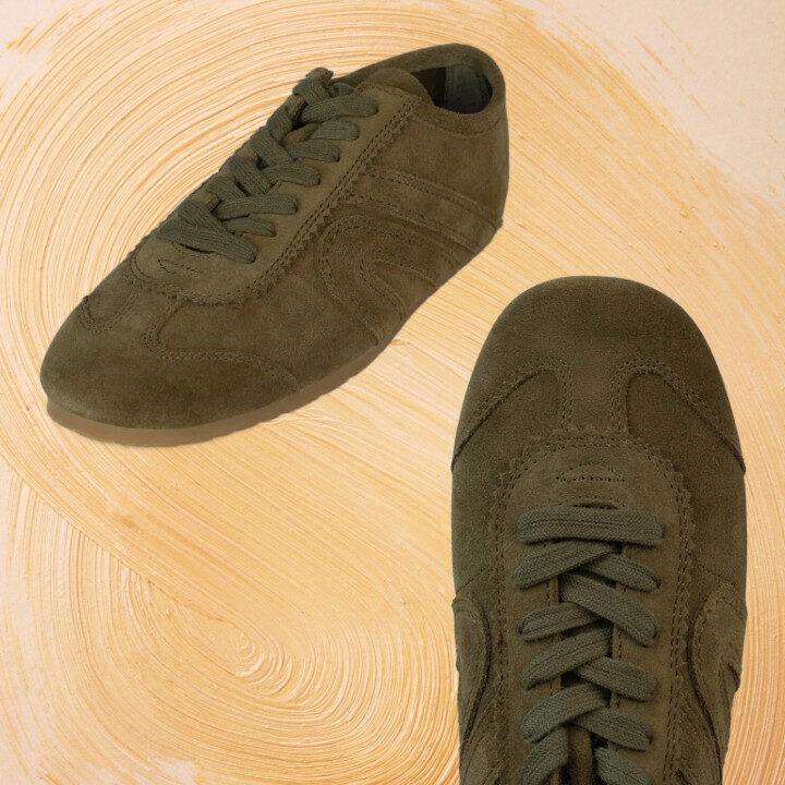 Jeffrey Campbell suede sneakerinas in moss suede