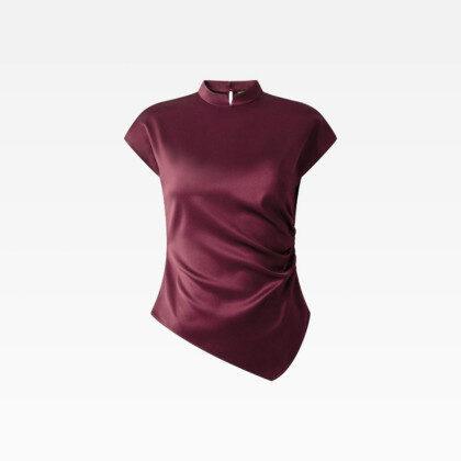 Shanghai Tang AW25 BONFIRE Tang Top Maroon Silk
